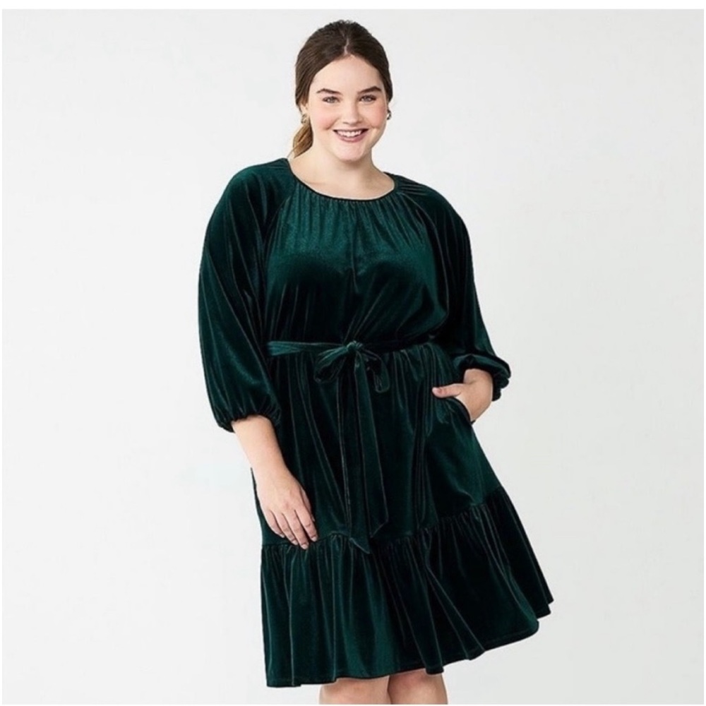Draper James RSVP NWT long sleeve dark green dress
